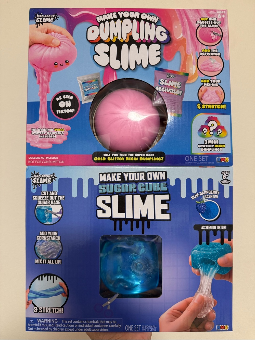 Make Your Own Dumpling & Sugar Cube Slime Kit - Pink & Blue